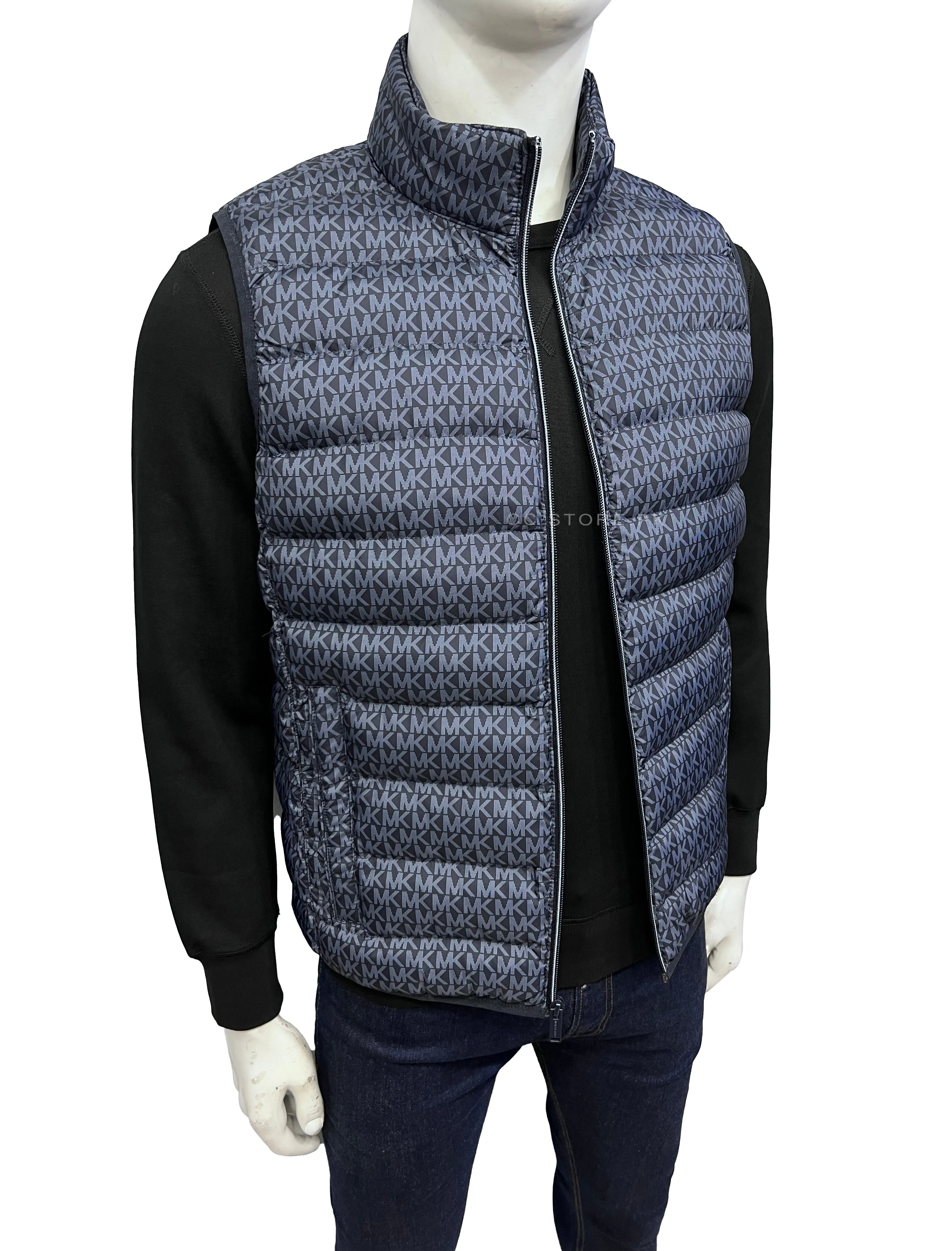 MK Logo Quilted Blue Gilet