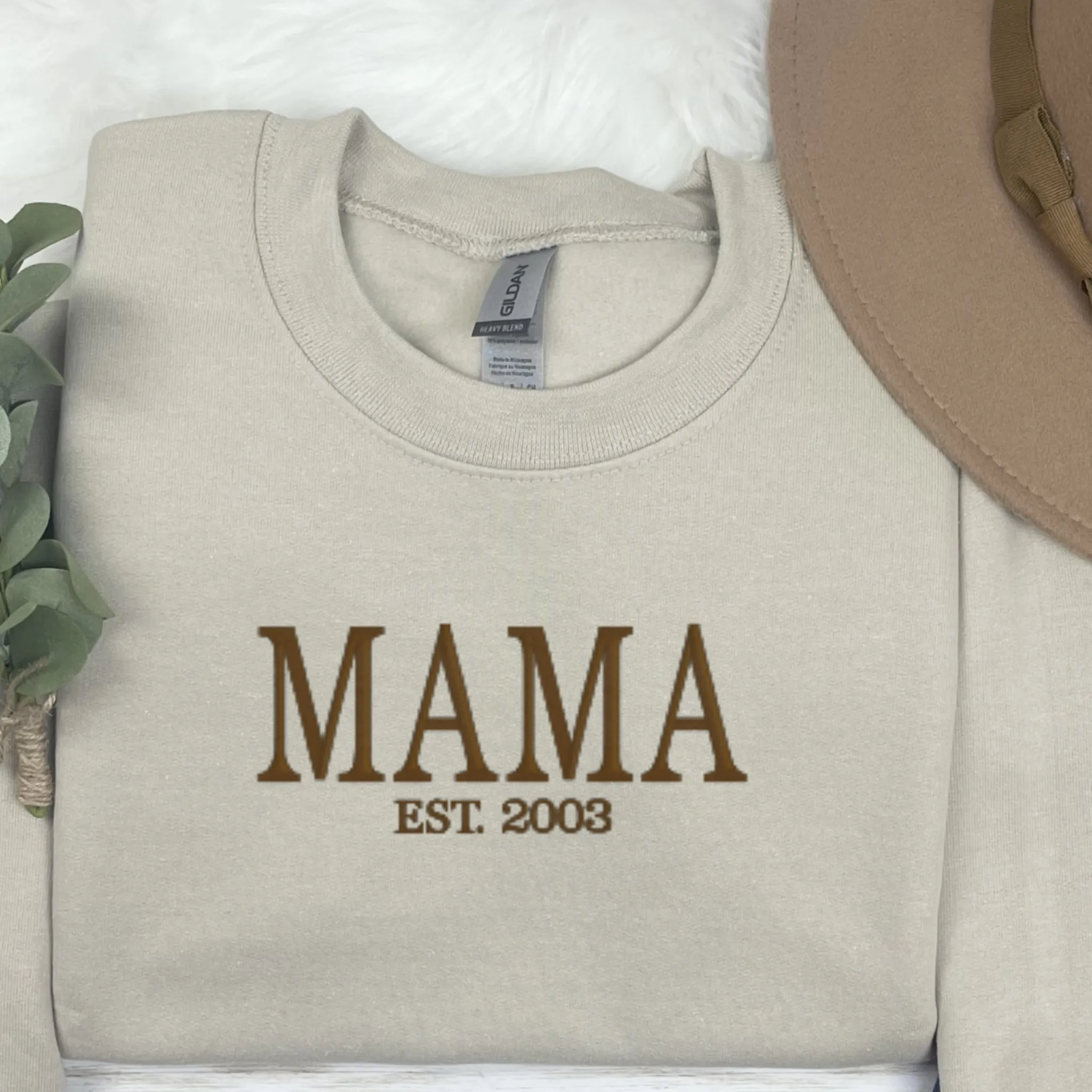 Mom / Mama Crewneck Sweater with kids name on sleeve..