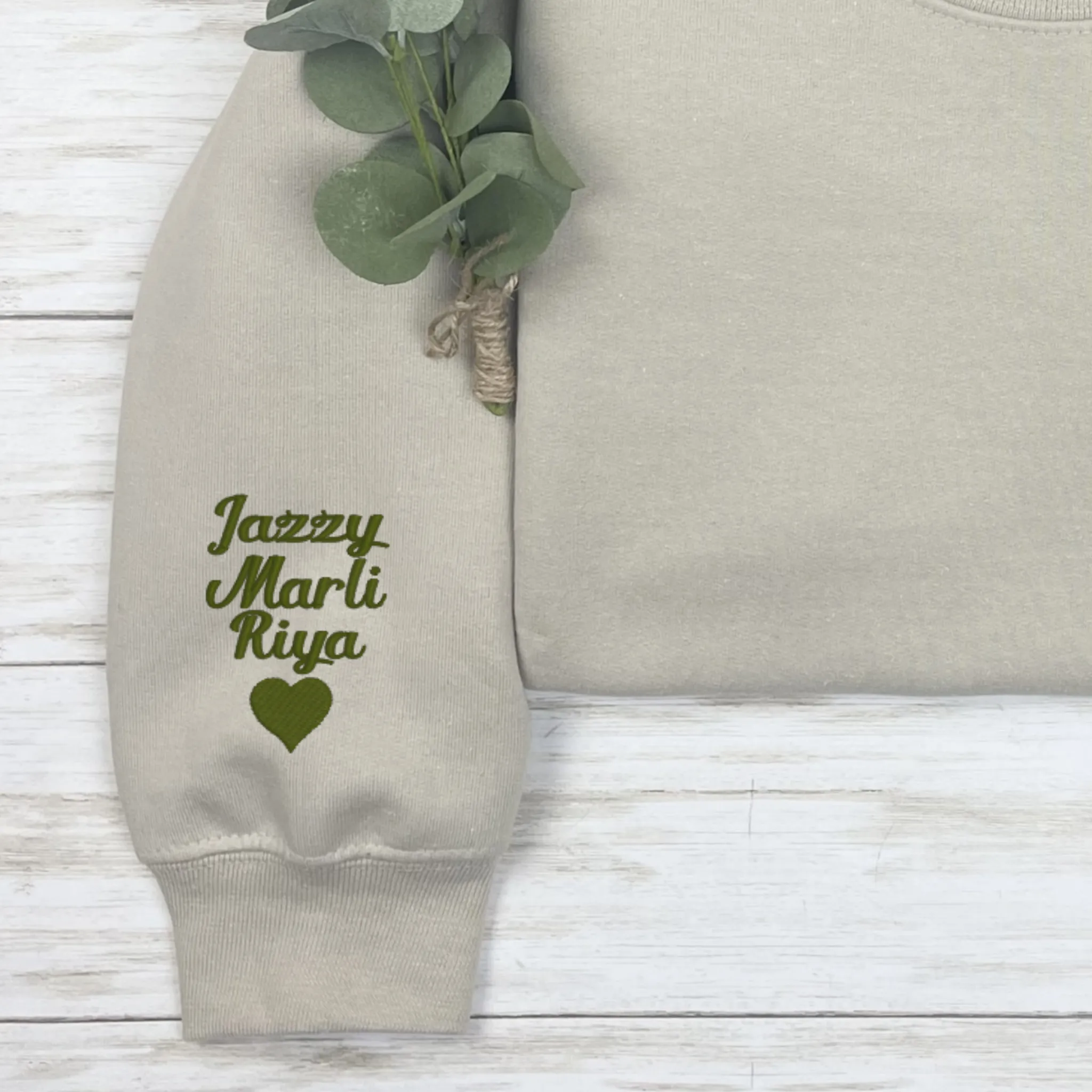 Mom / Mama Crewneck Sweater with kids name on sleeve..