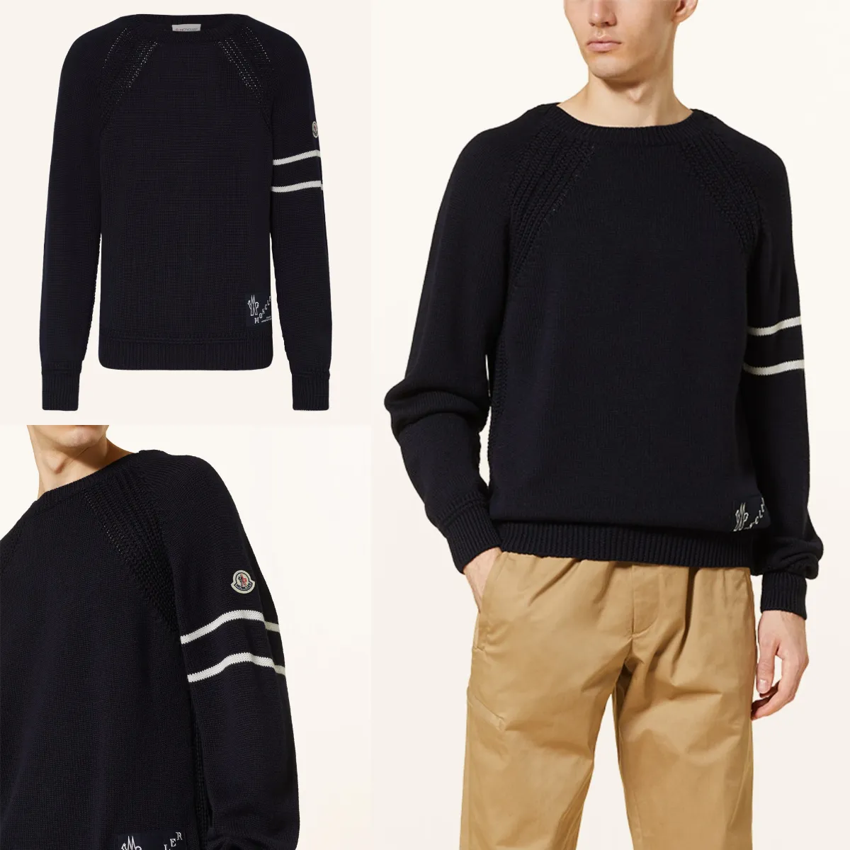 MONCLER  |Crew Neck Wool Blended Fabrics Street Style Long Sleeves