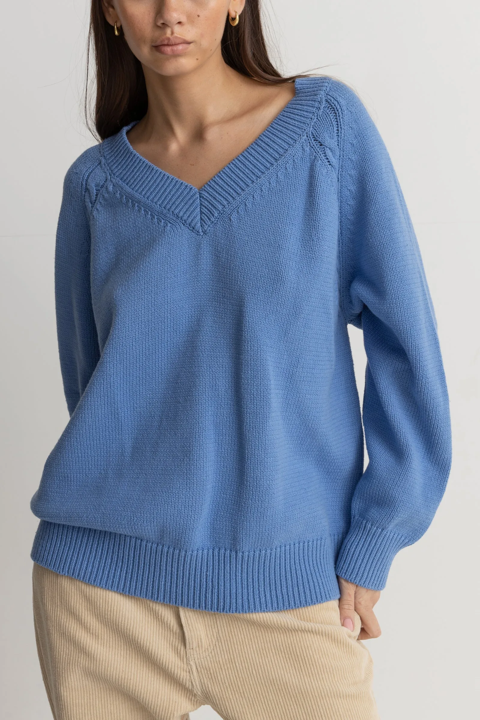 Moonstone Oversized V Neck Blue