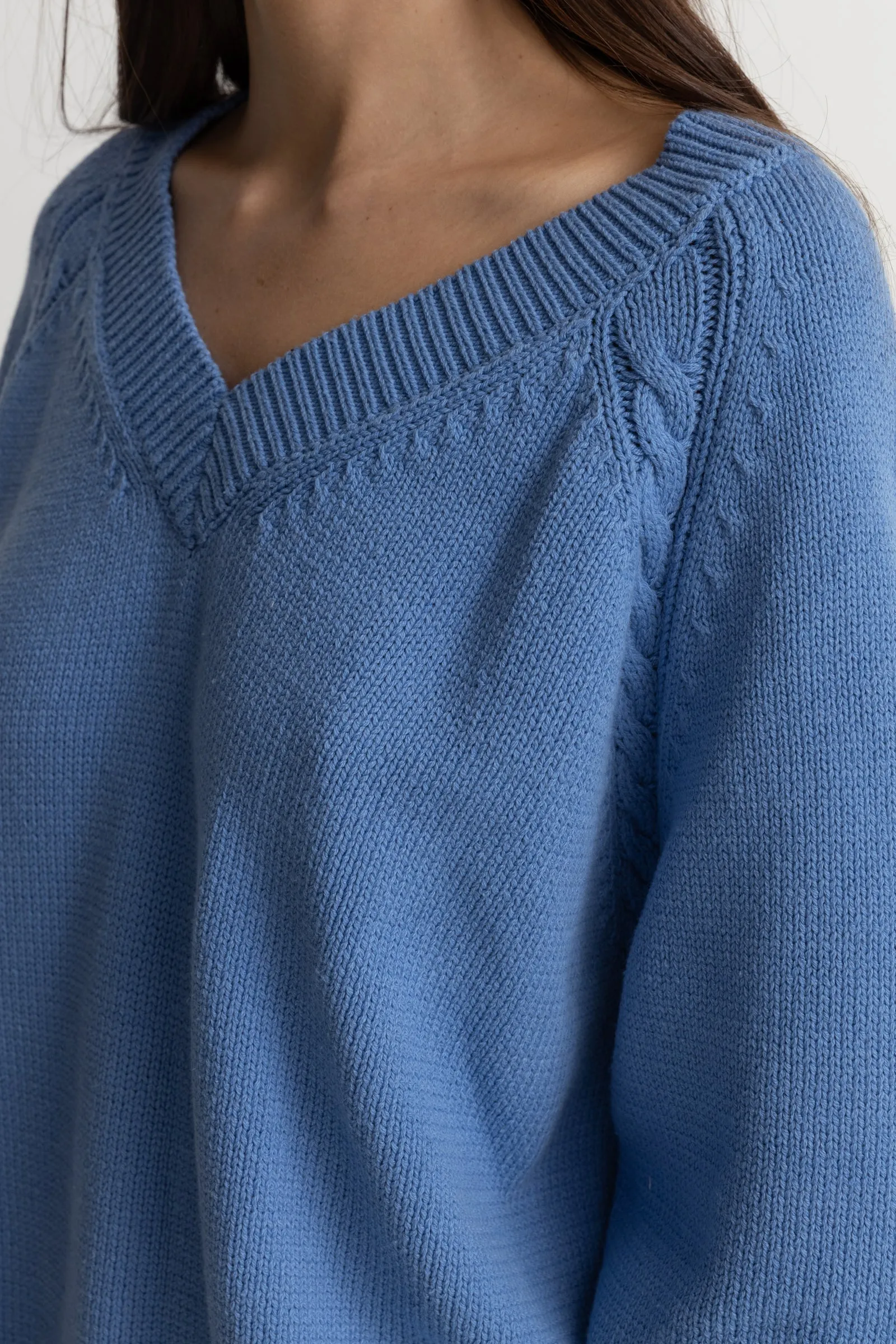 Moonstone Oversized V Neck Blue