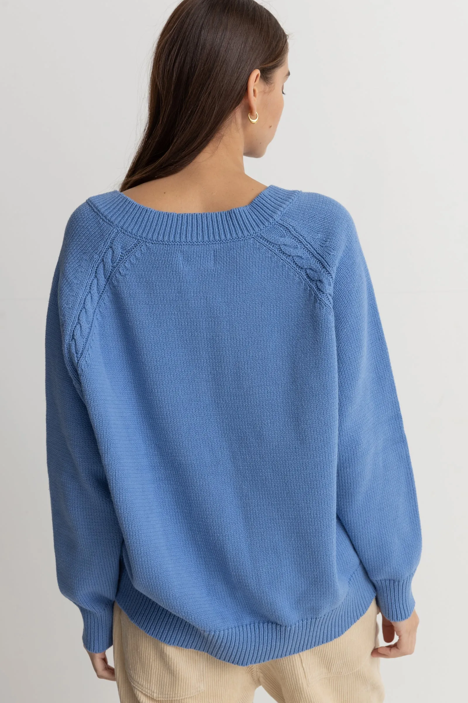 Moonstone Oversized V Neck Blue