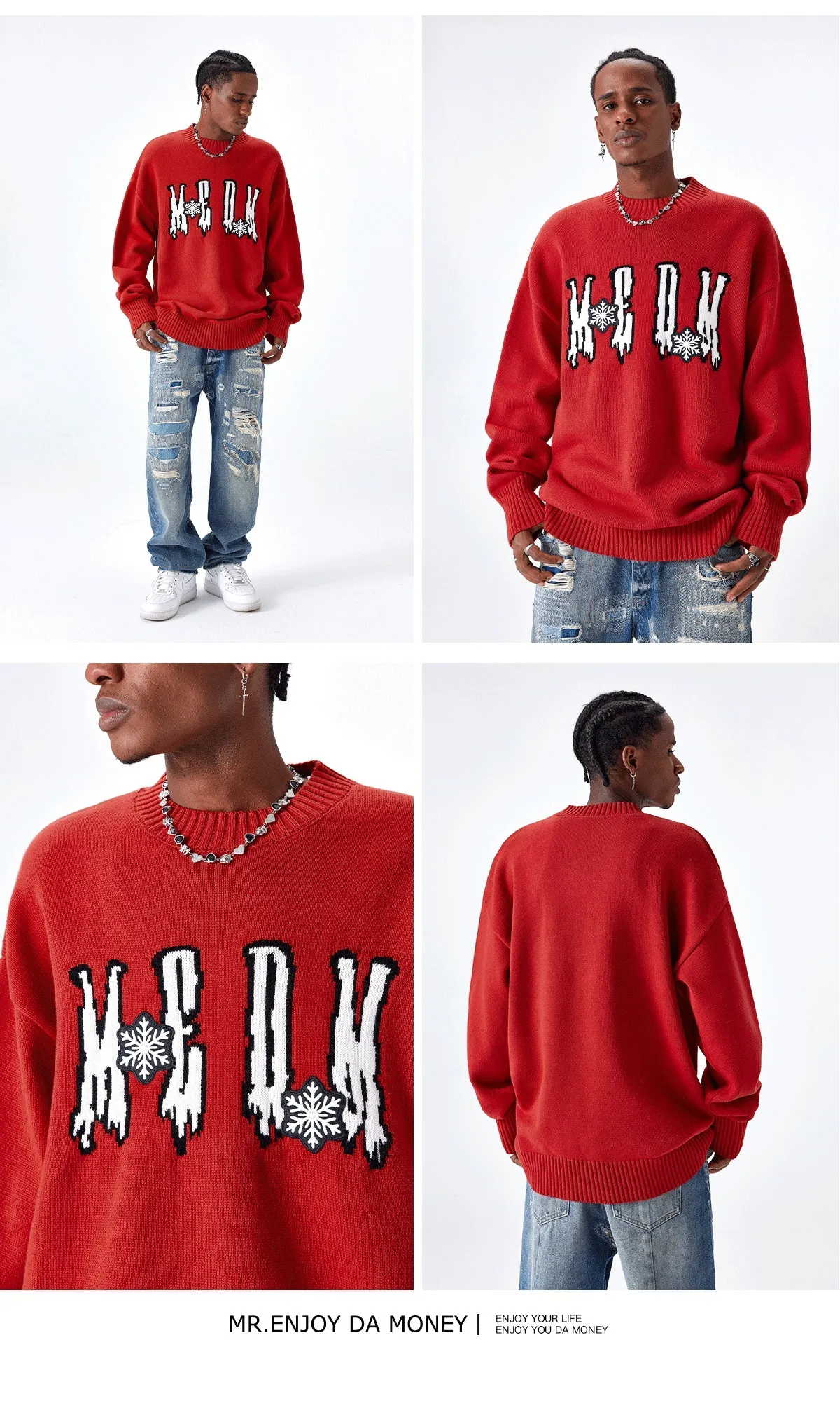 MR. ENJOY DA MONEY  |Unisex Street Style Long Sleeves Logo Sweaters