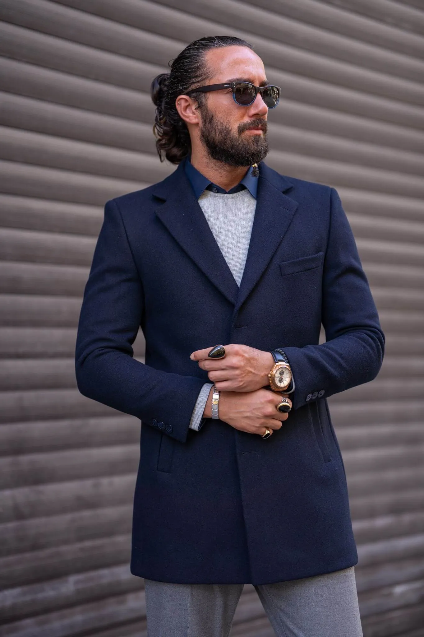 Navy Blue Cashmere Coat