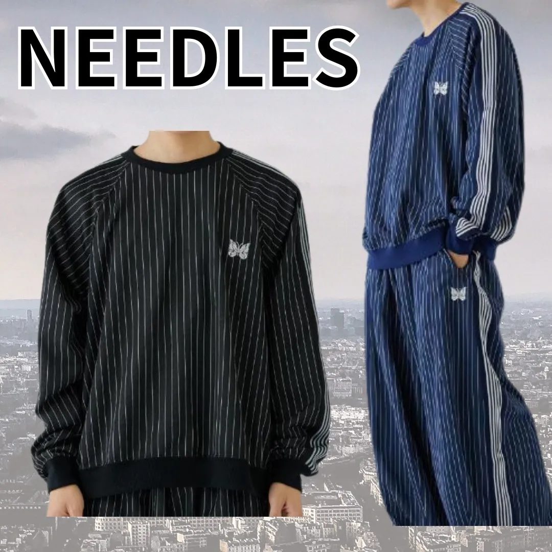 Needles  |Crew Neck Unisex Long Sleeves Logo Sweatshirts