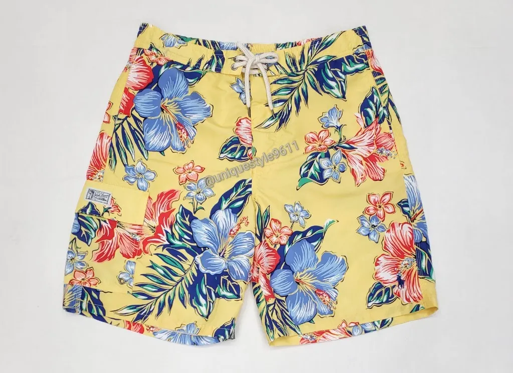 Nwt Polo Ralph Lauren Yellow Floral Print Swim Trunks