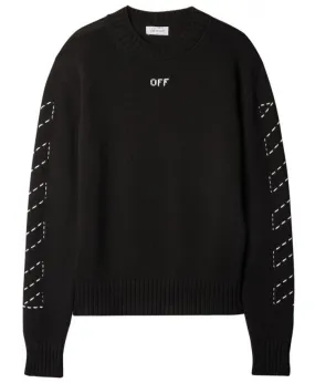 Off-White  |Street Style Long Sleeves Cotton Oversized Logo Sweaters