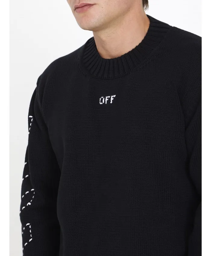 Off-White  |Street Style Long Sleeves Cotton Oversized Logo Sweaters