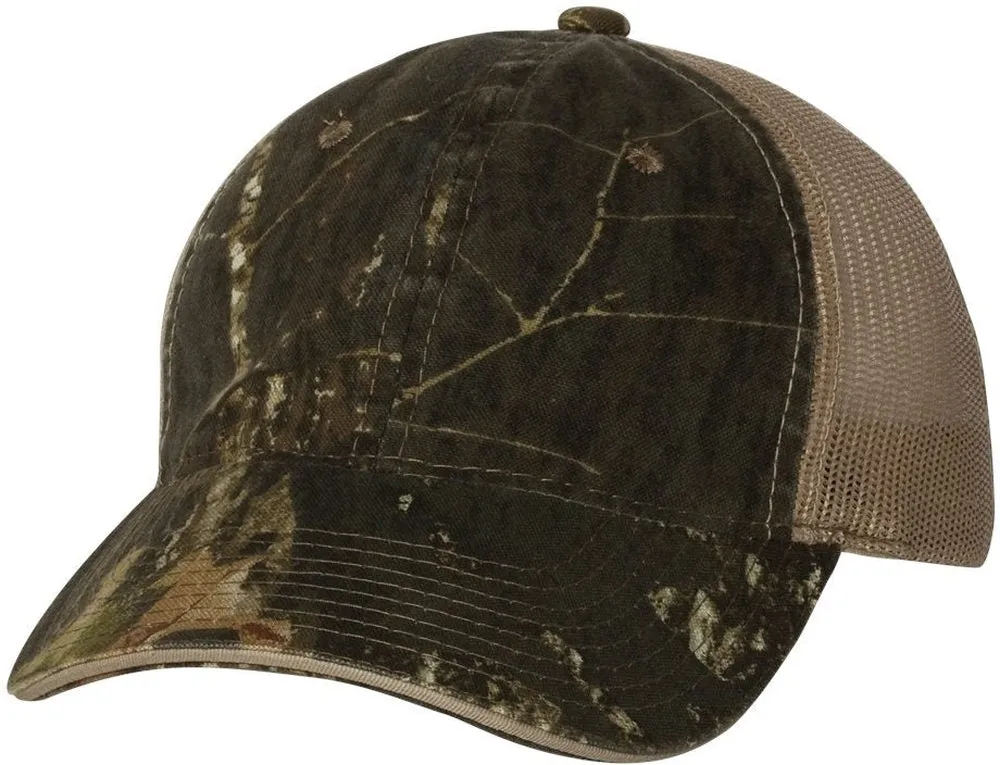 Outdoor Cap Washed Brushed Mesh-Back Camo Cap