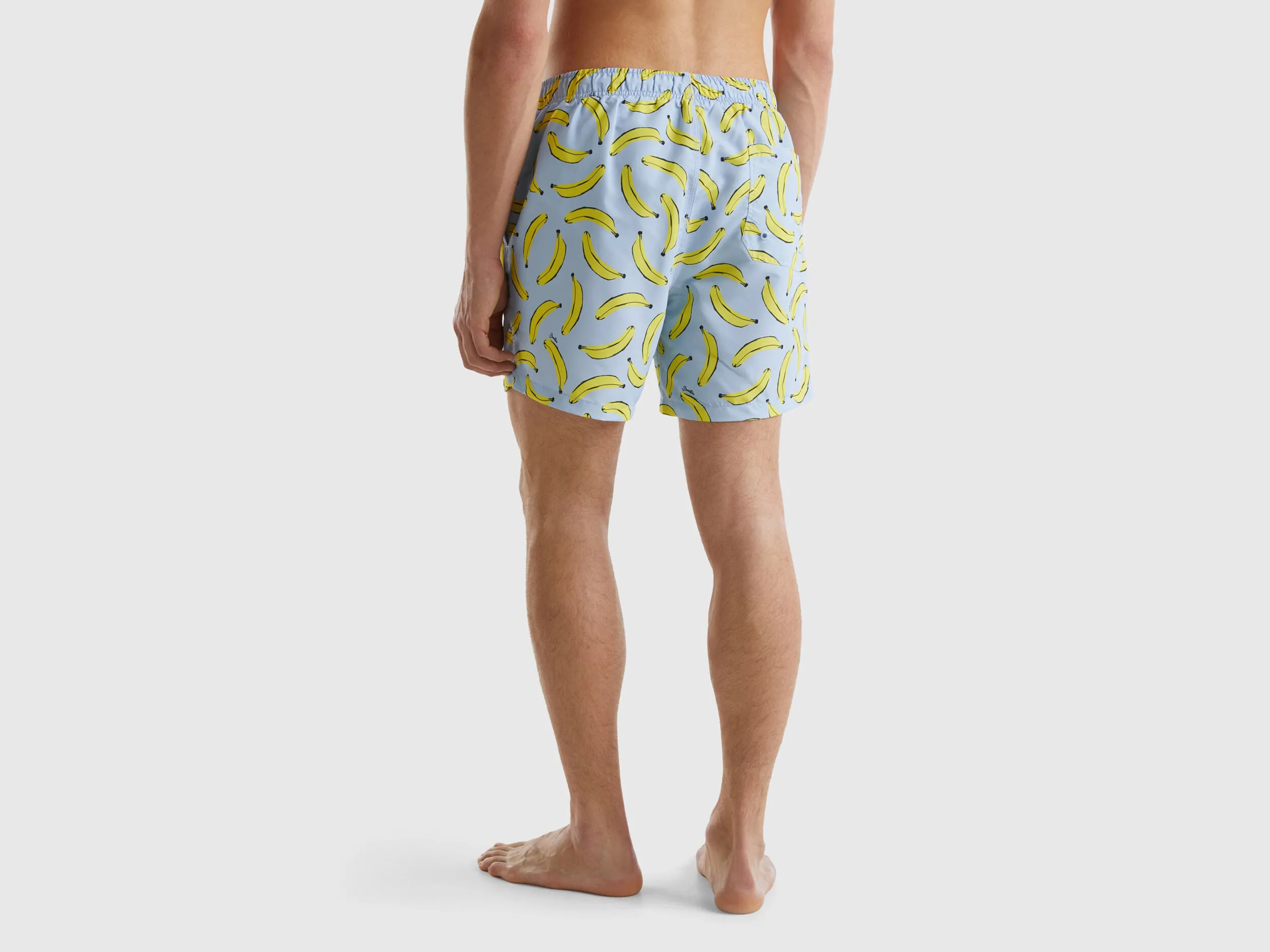 Pale blue swim trunks with banana pattern - Sky Blue | Benetton