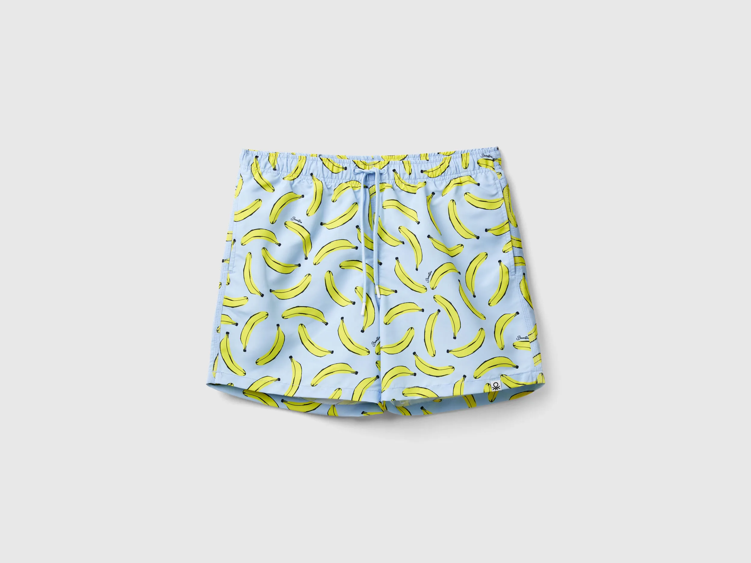 Pale blue swim trunks with banana pattern - Sky Blue | Benetton