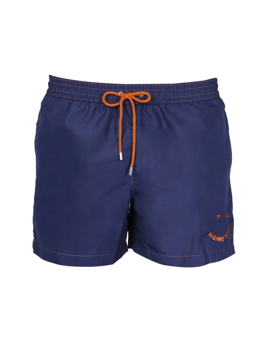 Paul Smiley Logo Drawstring Swim Trunks