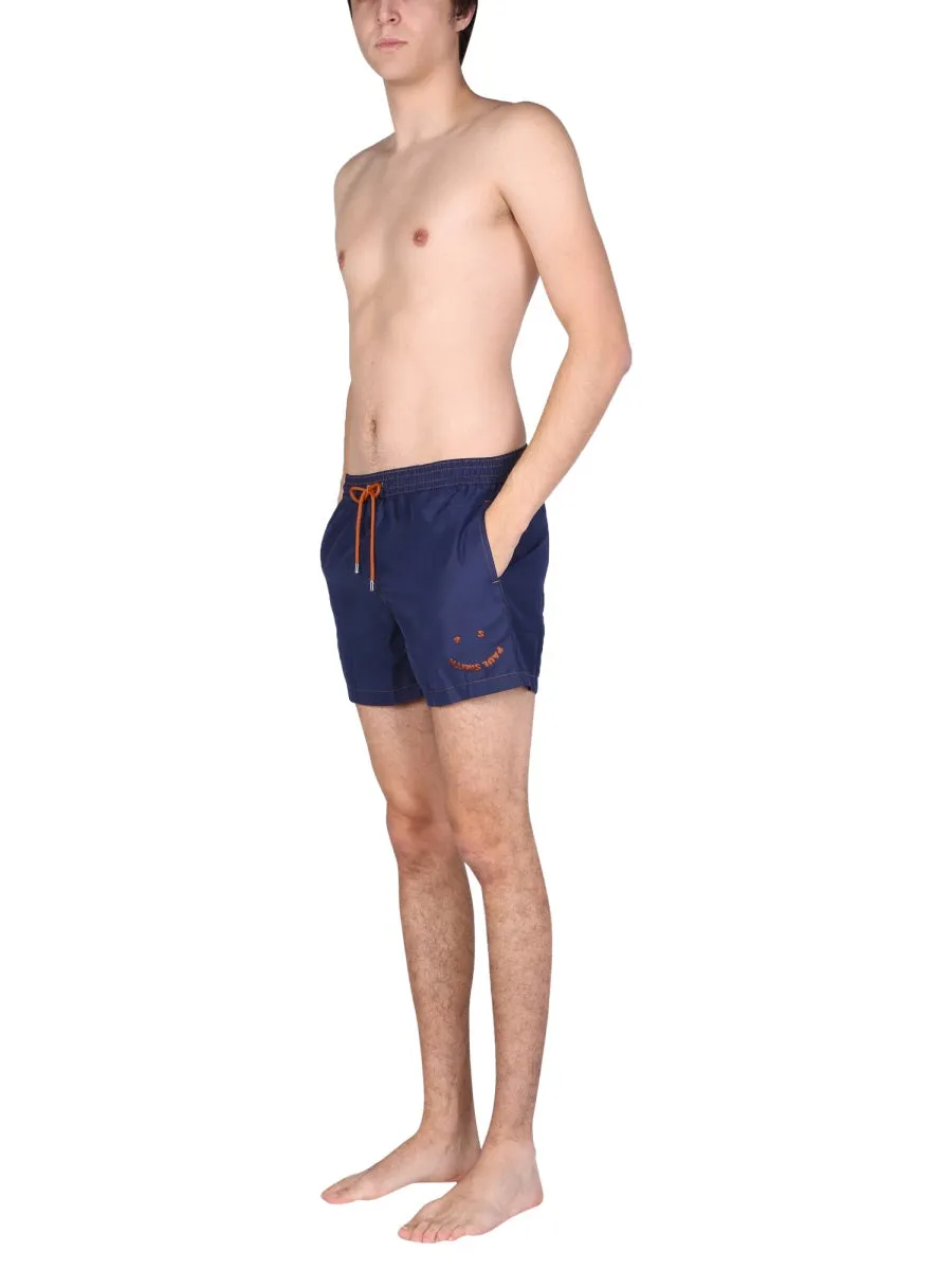 Paul Smiley Logo Drawstring Swim Trunks