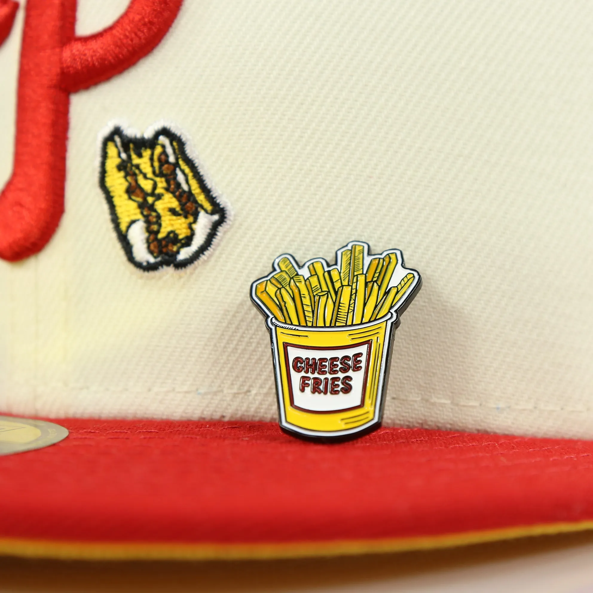 Philadelphia Cheese Fries Fitted Cap Pin | Enamel Pin for Side Patch Fitted Hat