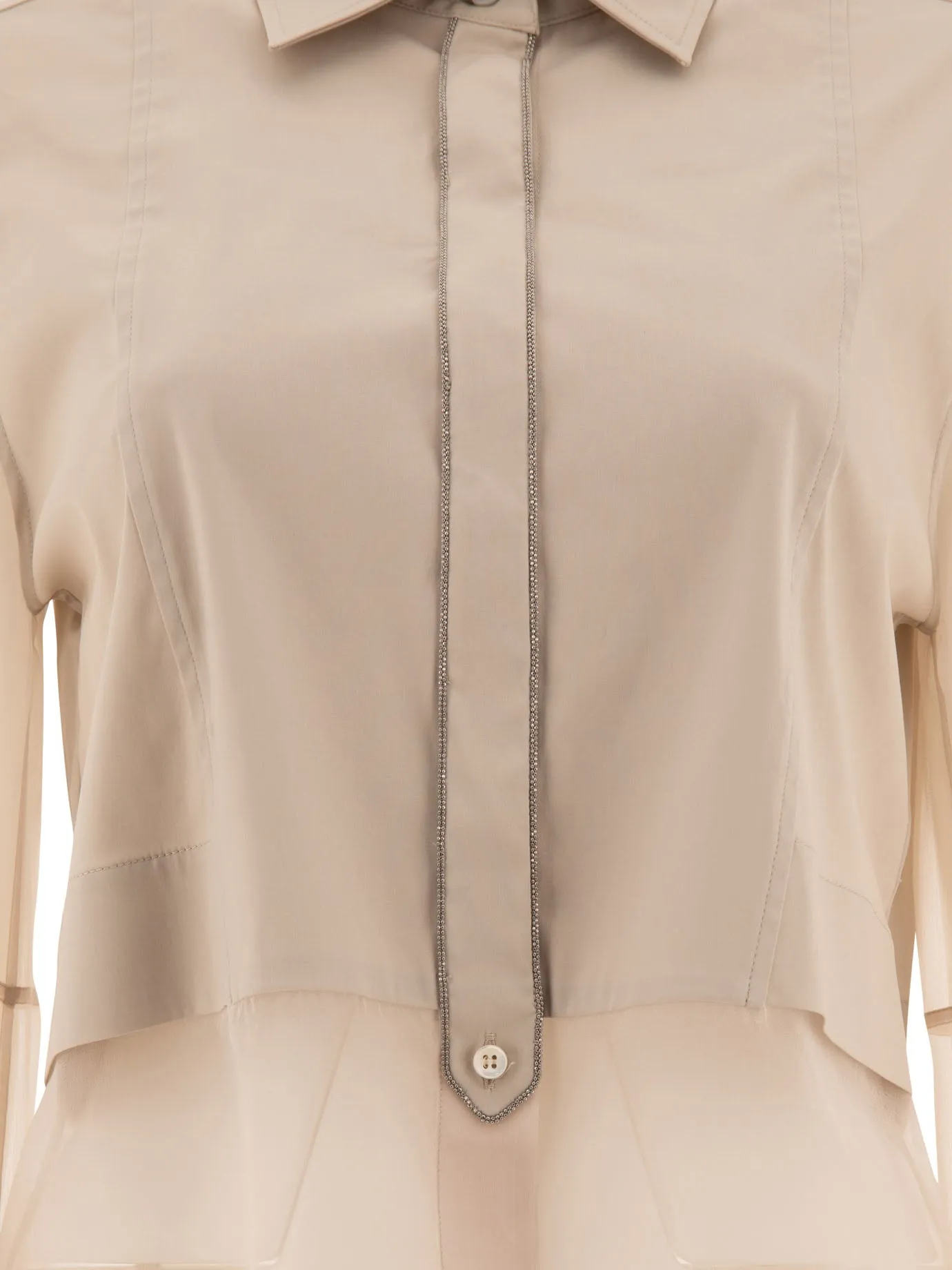 Poplin Shirt With Shiny Trims Shirts Beige