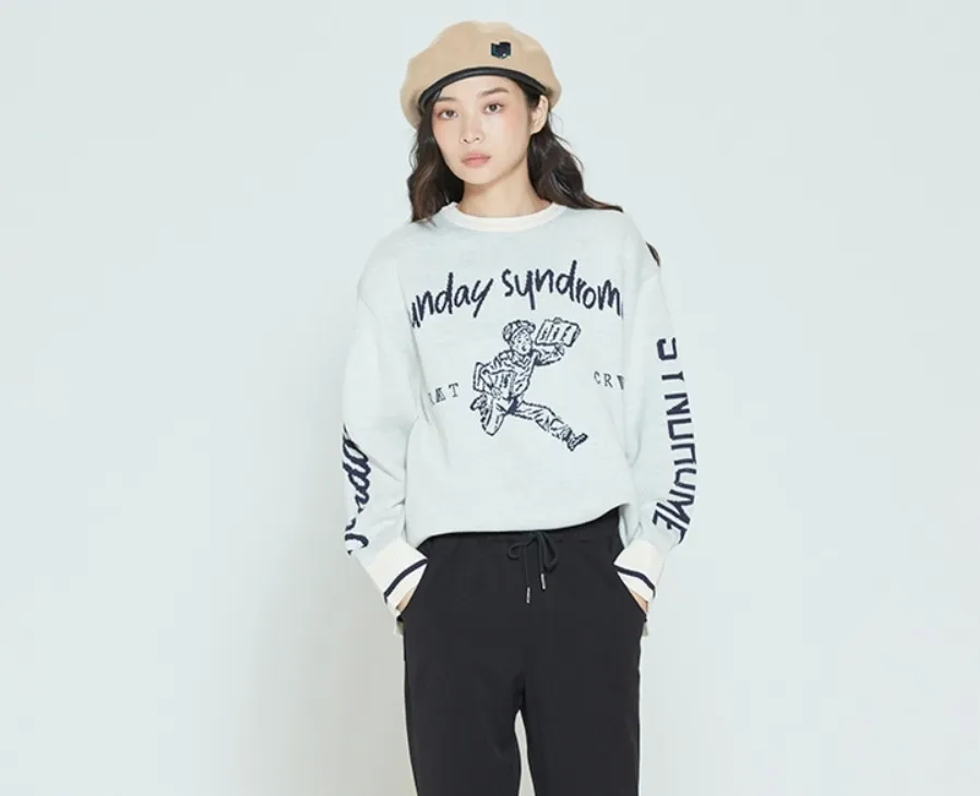 ROMANTIC CROWN  |Unisex Street Style U-Neck Long Sleeves Plain Logo Sweaters