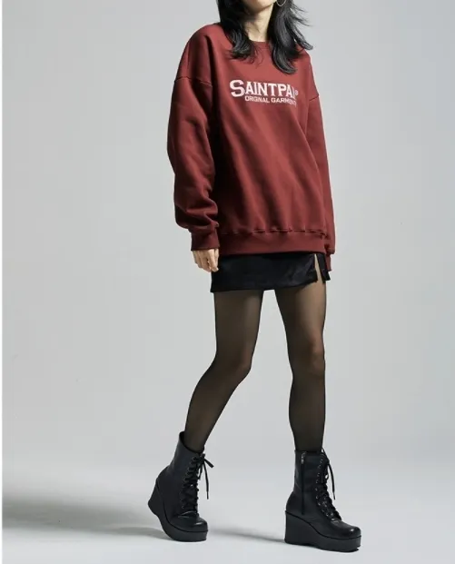 SAINTPAIN  |Unisex Street Style Long Sleeves Logo Sweatshirts