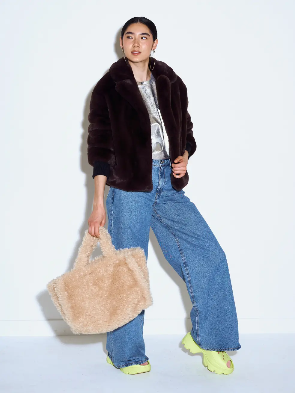 		Sawyer  Espresso Faux Fur Coat	