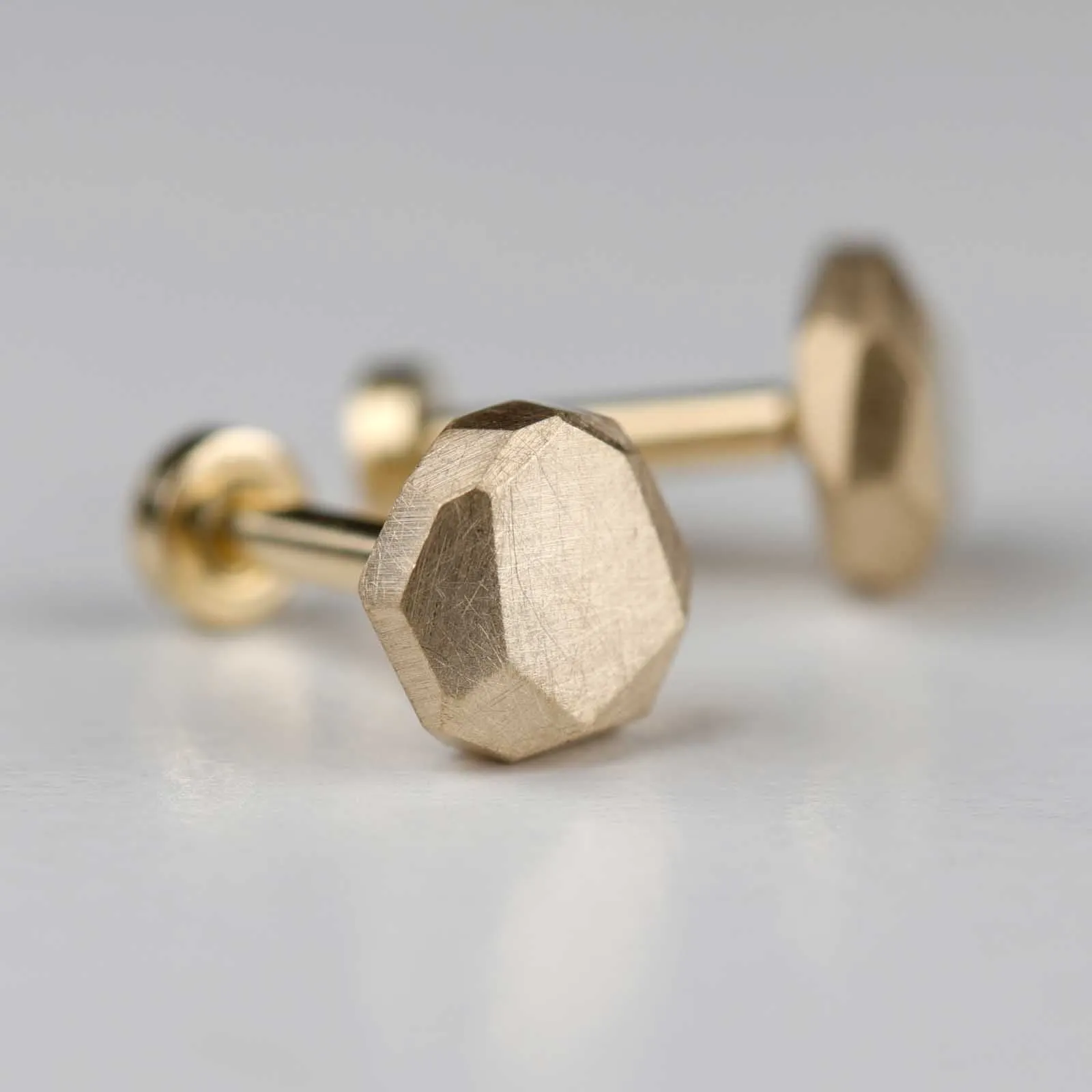 Small Round Faceted Stud Earrings, with press-fit posts