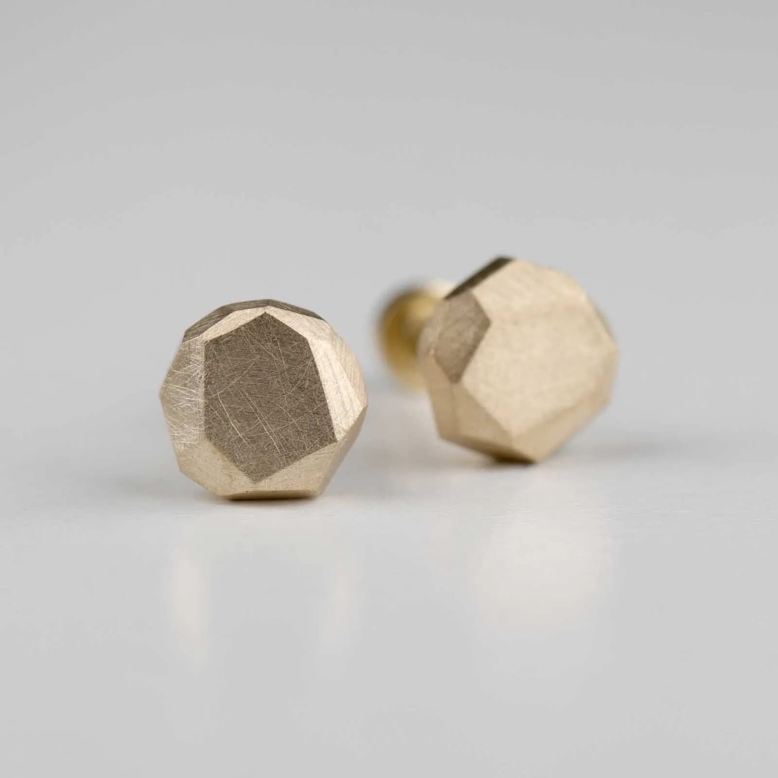 Small Round Faceted Stud Earrings, with press-fit posts