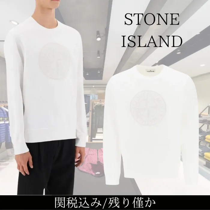 STONE ISLAND  |Crew Neck Street Style Long Sleeves Cotton Logo Sweaters