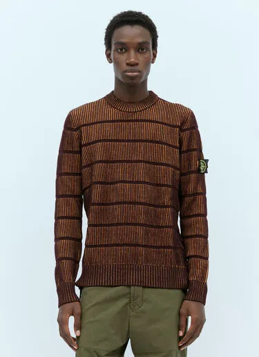 STONE ISLAND  |Crew Neck Stripes Wool Street Style Bi-color Long Sleeves