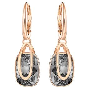 Swarovski Holding Drop Earrings Black, Rose gold-tone plated -5528488