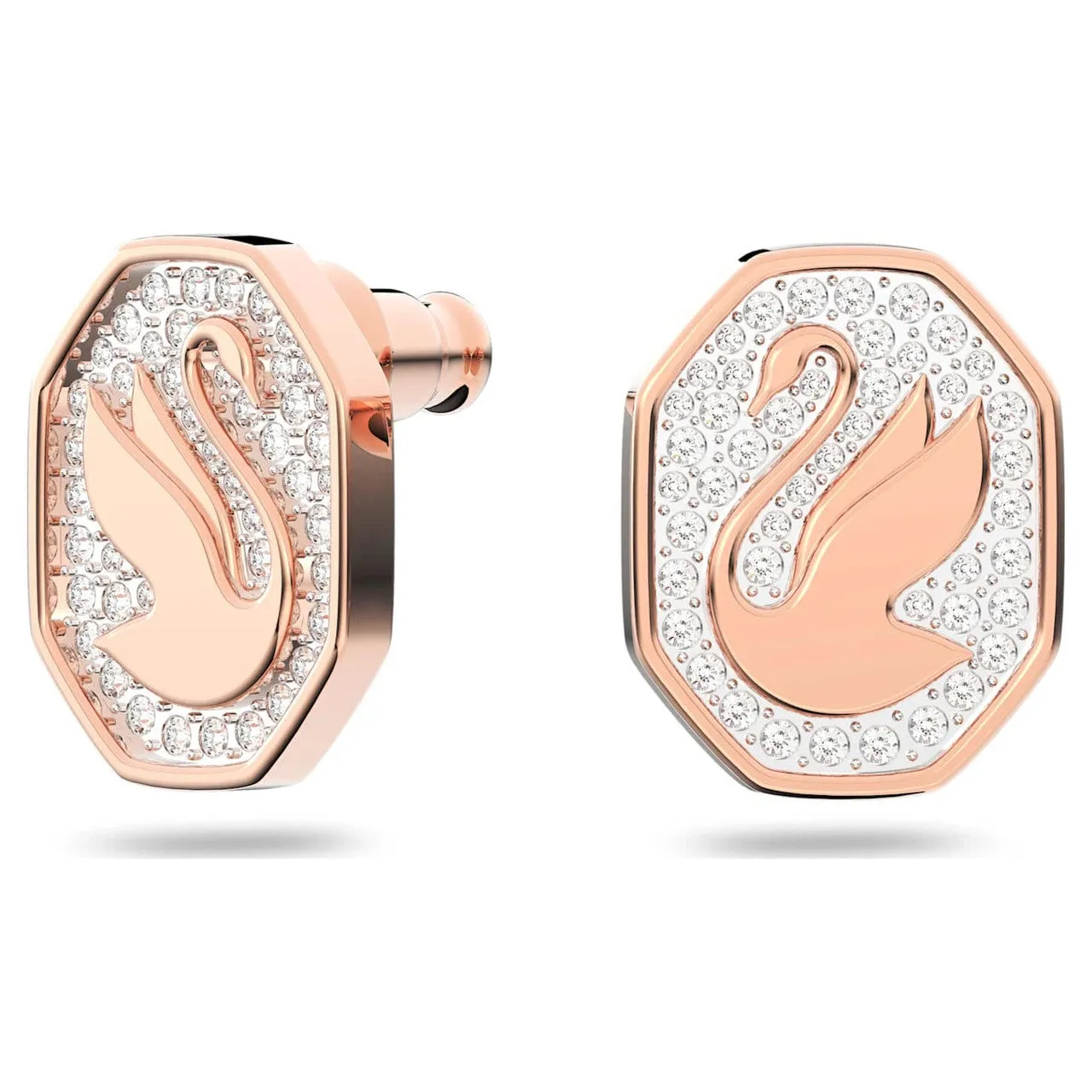 Swarovski Signum Stud Earrings, Swan, White, Rose-Gold Tone Plated -5621105