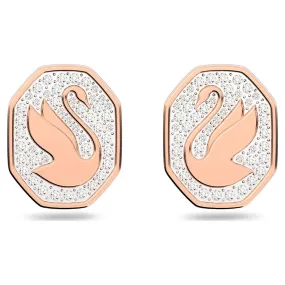 Swarovski Signum Stud Earrings, Swan, White, Rose-Gold Tone Plated -5621105