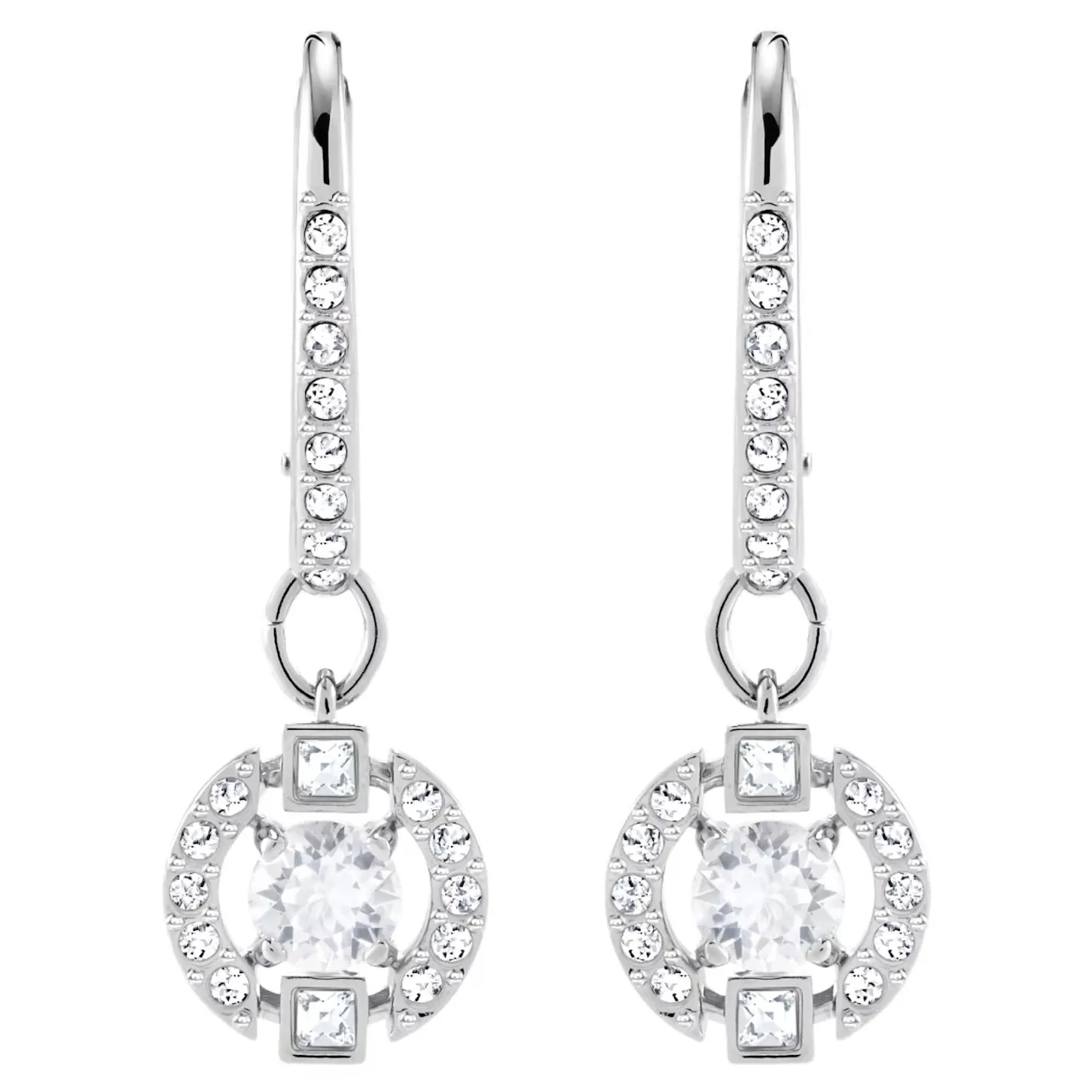 Swarovski Sparkling Dance Round Hoop Earrings White, Rhodium plated -5627349