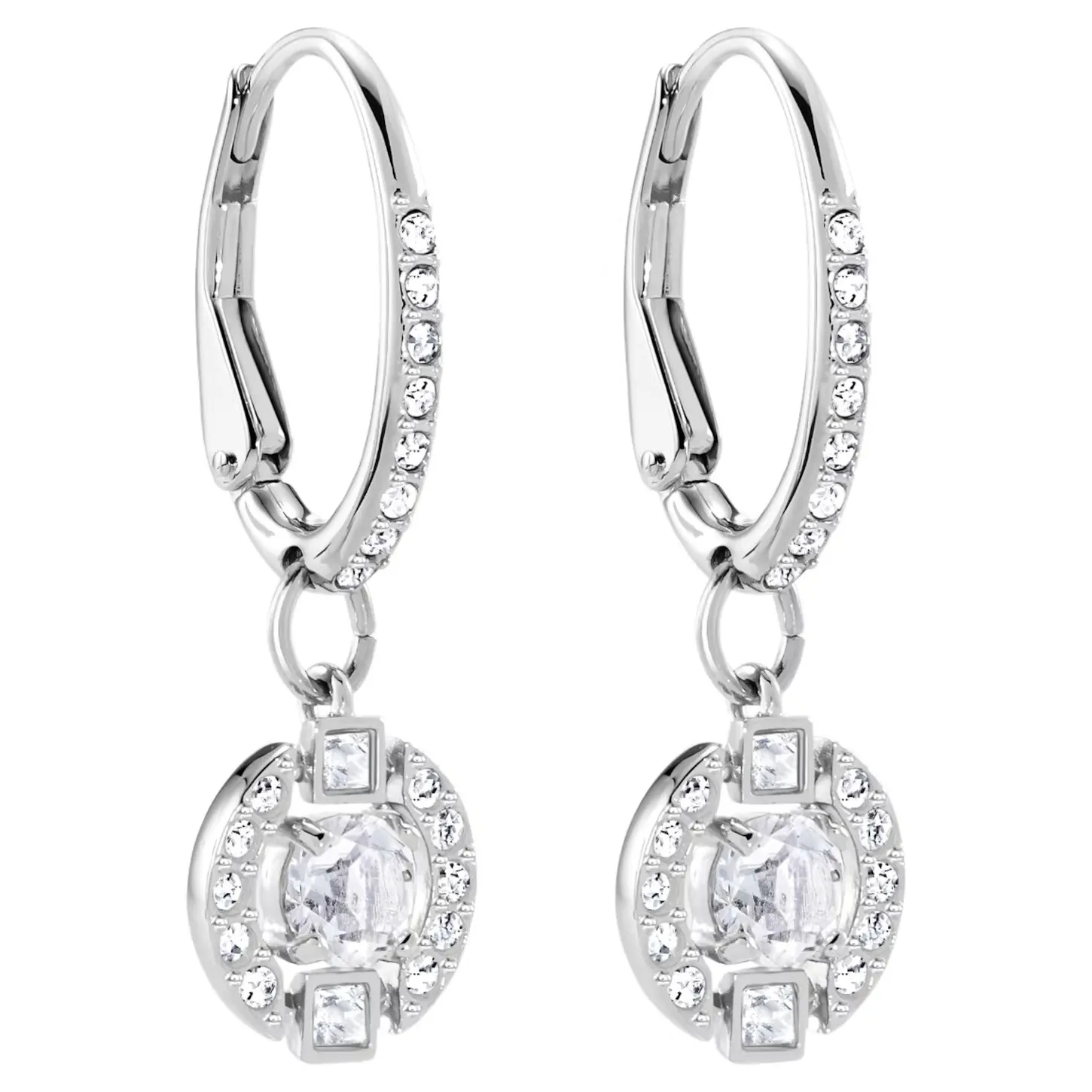 Swarovski Sparkling Dance Round Hoop Earrings White, Rhodium plated -5627349