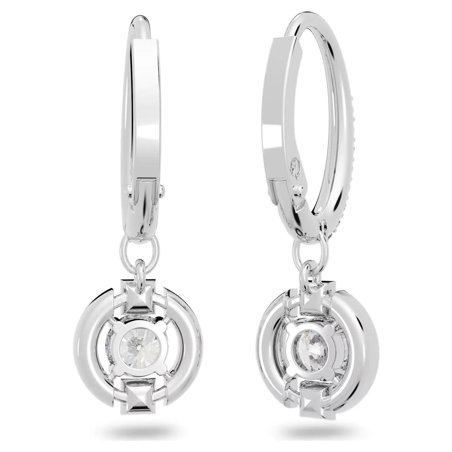 Swarovski Sparkling Dance Round Hoop Earrings White, Rhodium plated -5627349