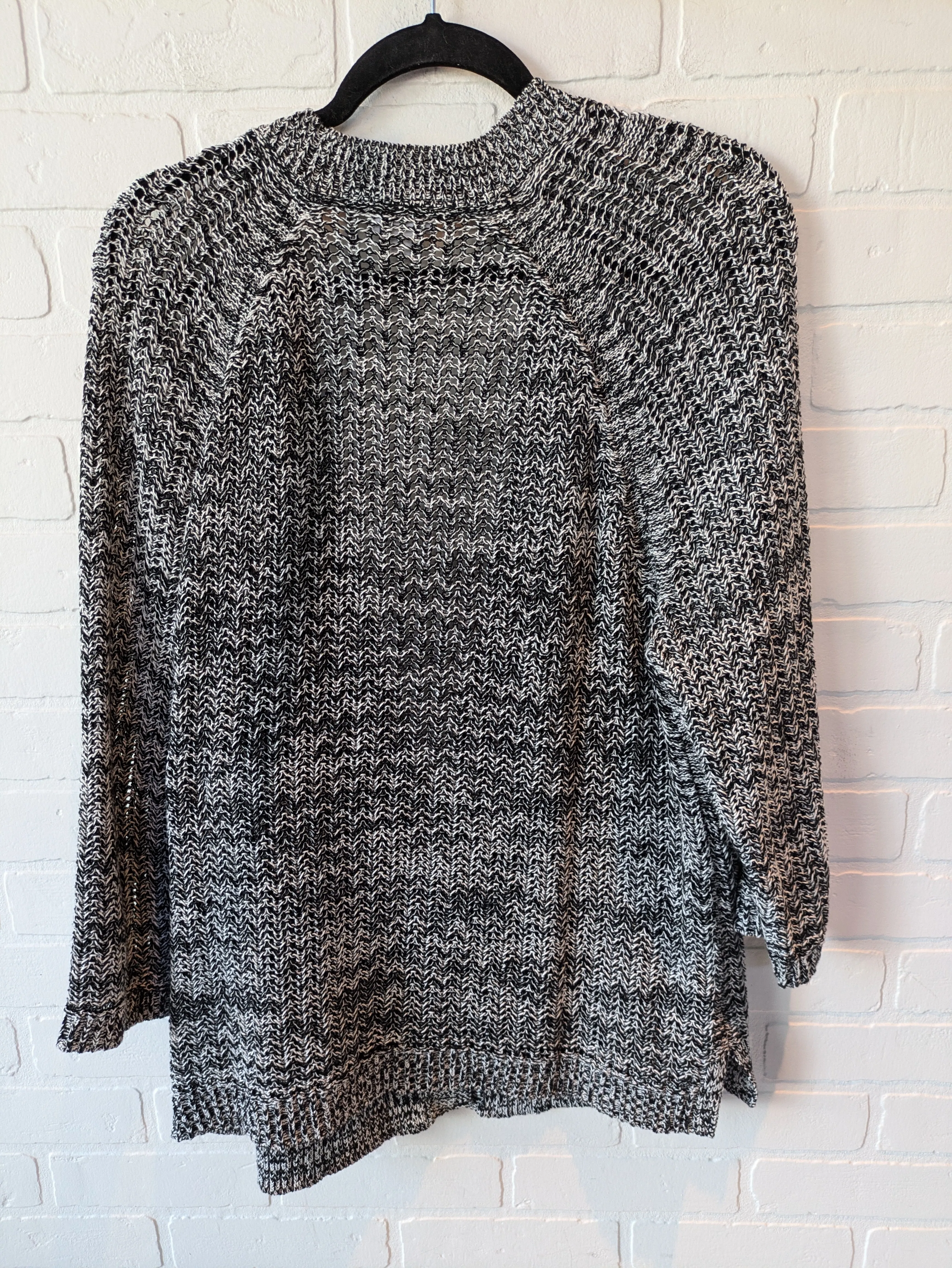 Sweater Cardigan By J. Jill In Black & White, Size: L