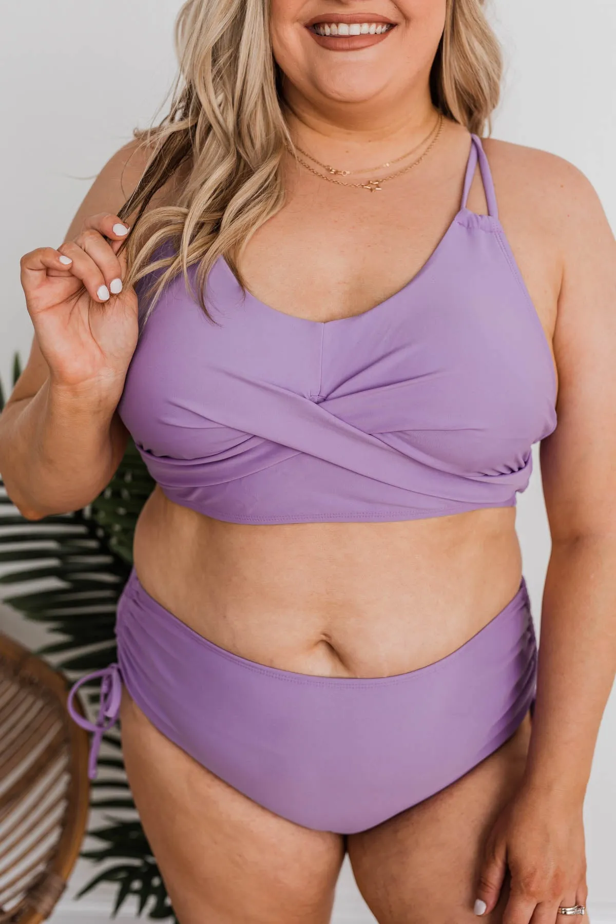 Sweet Sunshine Criss-Cross Bikini Top- Purple