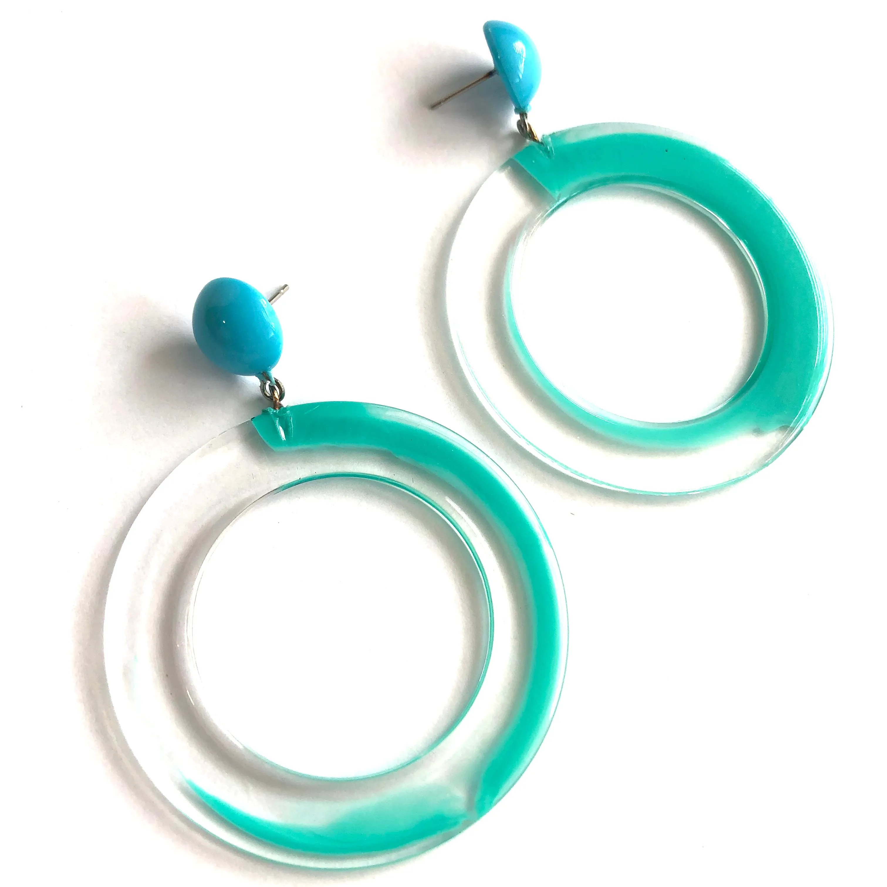 Teal & Turquoise 80's Bubble Gum Donut Drop Earrings