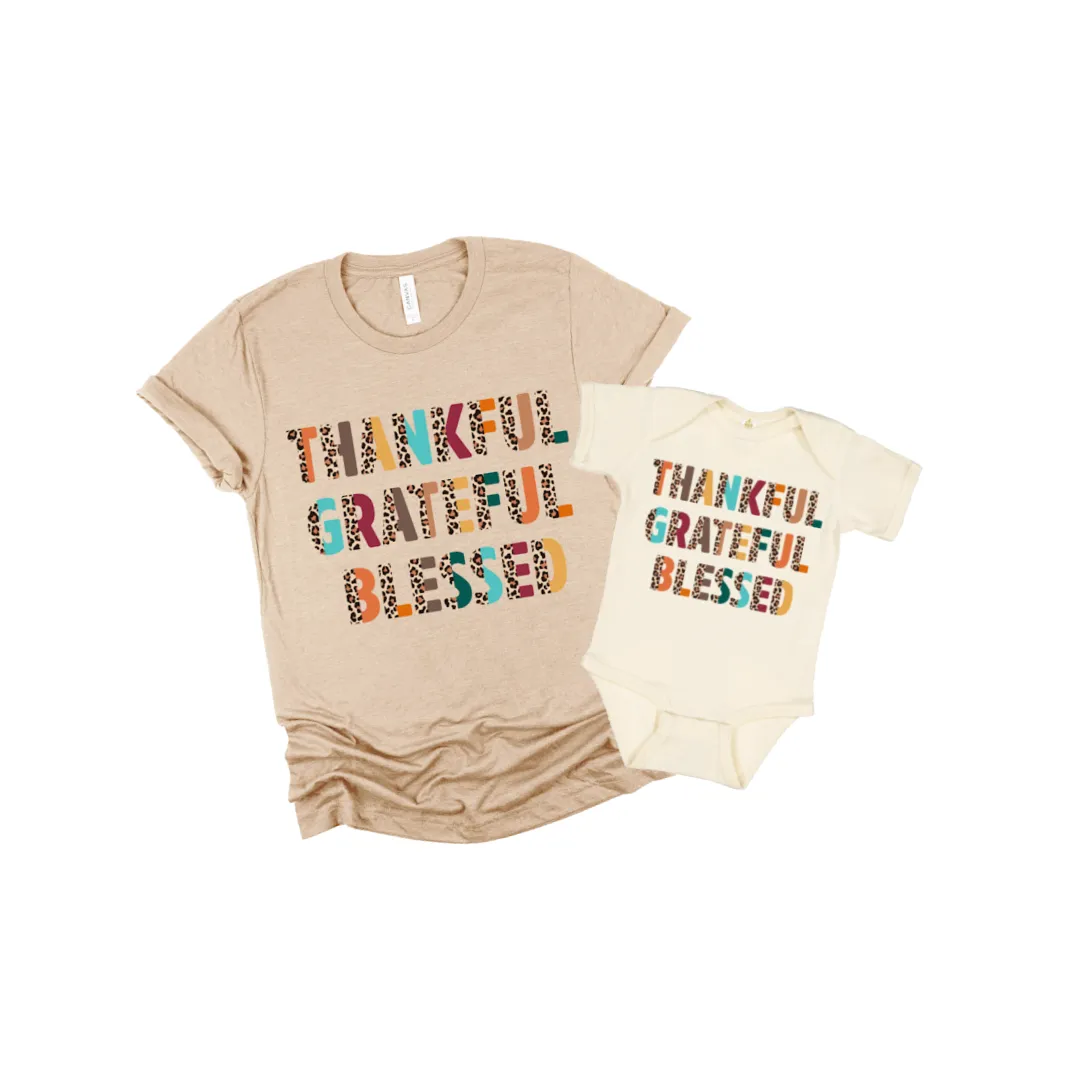 Thankful, Grateful, Blessed Mommy and Me Matching Shirts