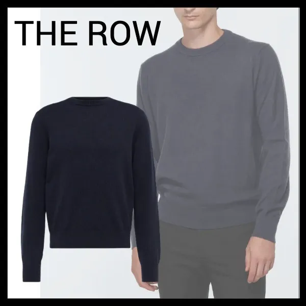 The Row  |Crew Neck Cashmere Street Style Plain Logo Sweaters