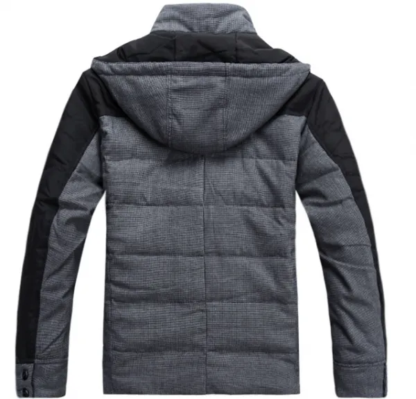 Two Tone Winter Jacket for Men with Chest Pockets and Hood