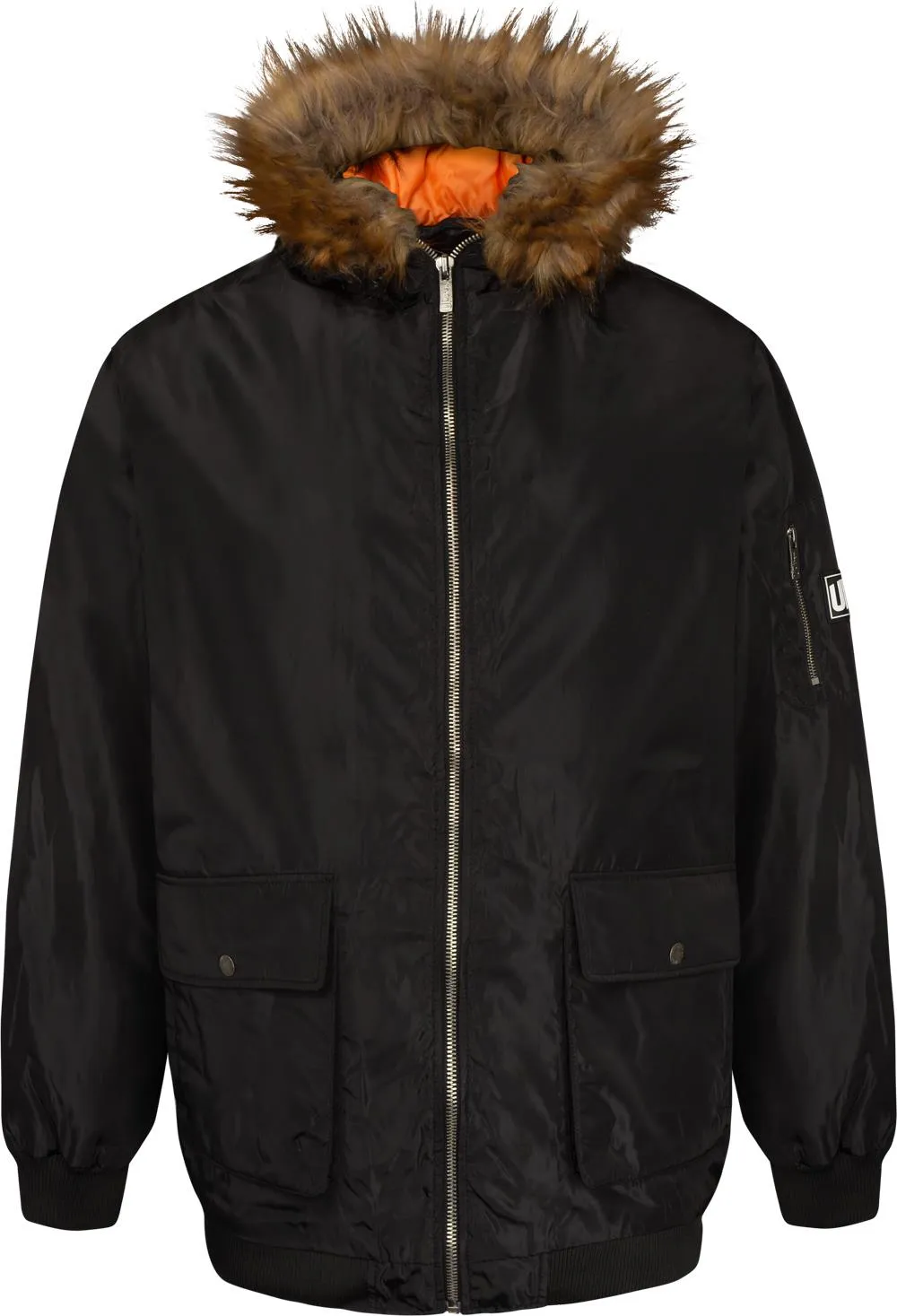 Uptheir Huck Padded Bomber Jacket With Hood - Black