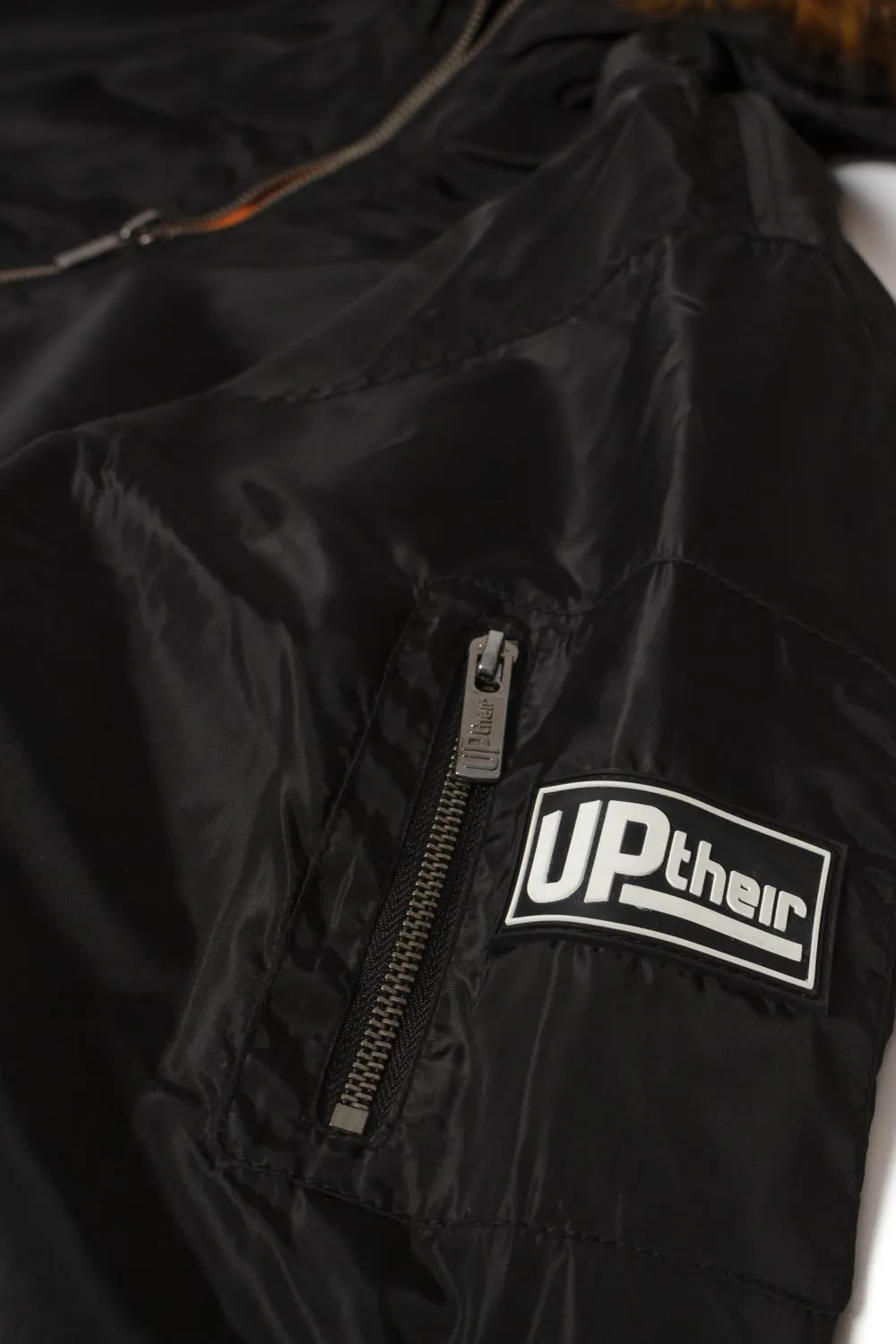 Uptheir Huck Padded Bomber Jacket With Hood - Black