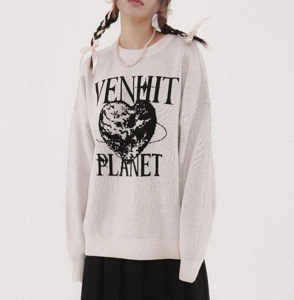 VENHIT  |Heart Unisex Street Style Long Sleeves Oversized Logo