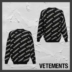 VETEMENTS  |Crew Neck Wool Street Style Long Sleeves Logo Sweaters