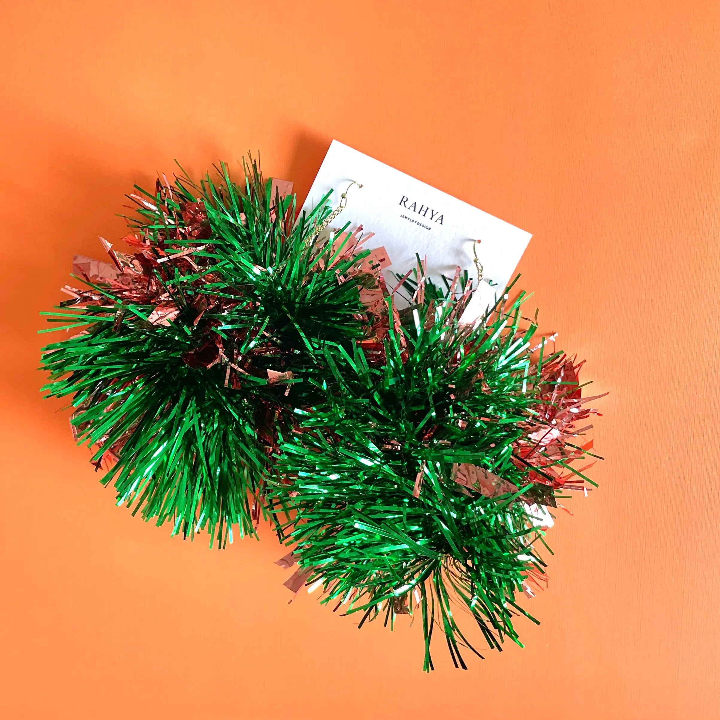 Watermelon Green & Rose Gold Mixed Pom Pom Earrings