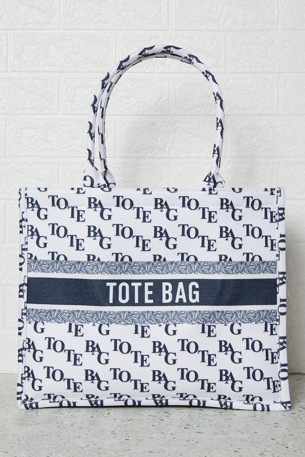 Women White Printed Tote Bag