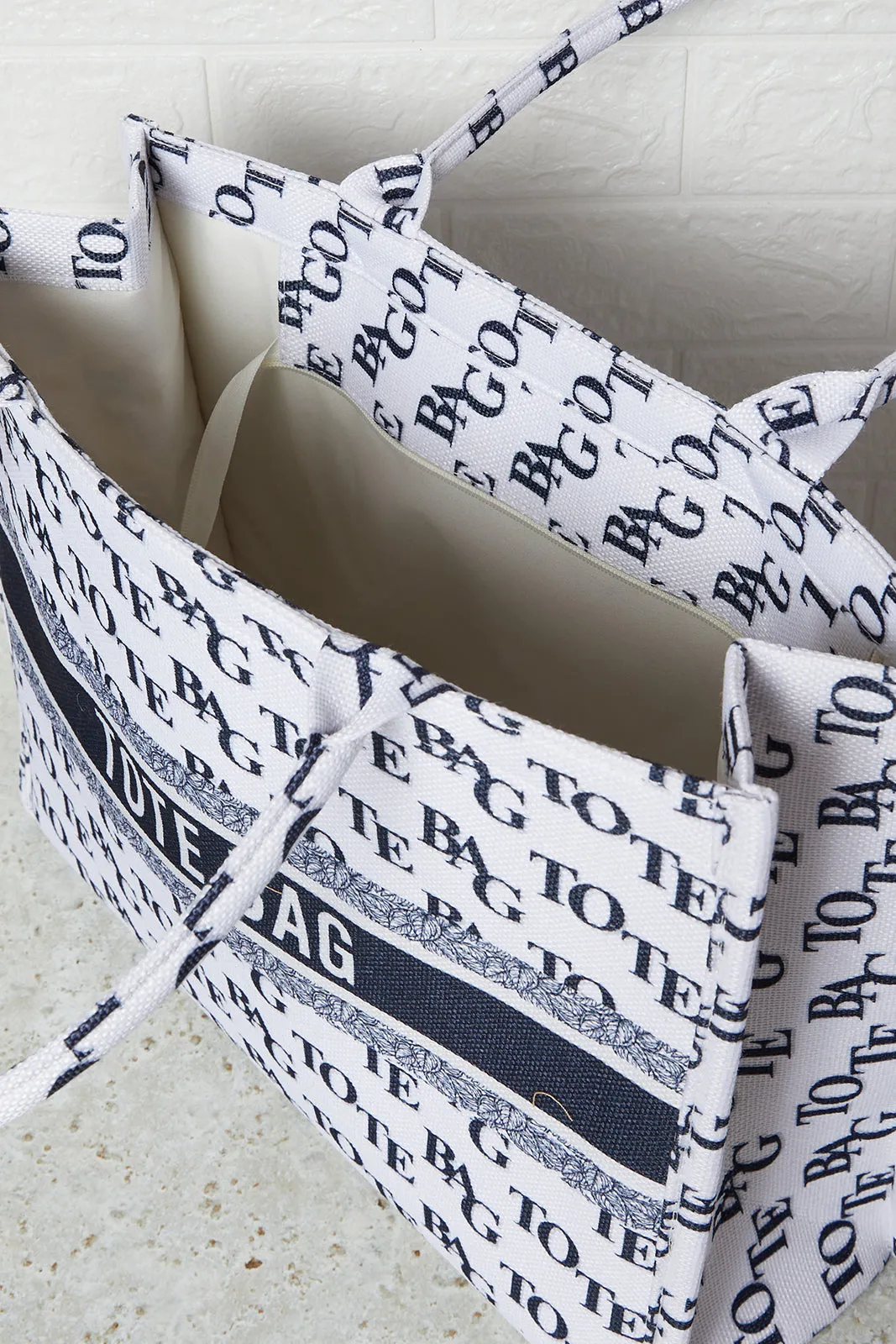 Women White Printed Tote Bag