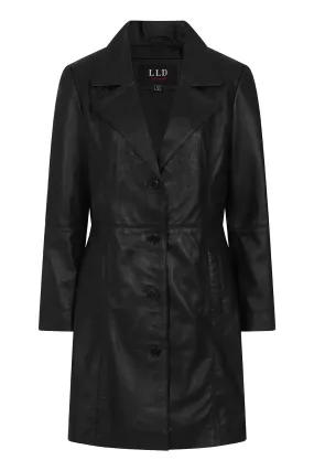 Women's Beautiful  Length Leather Coat - DONNA (Macy)