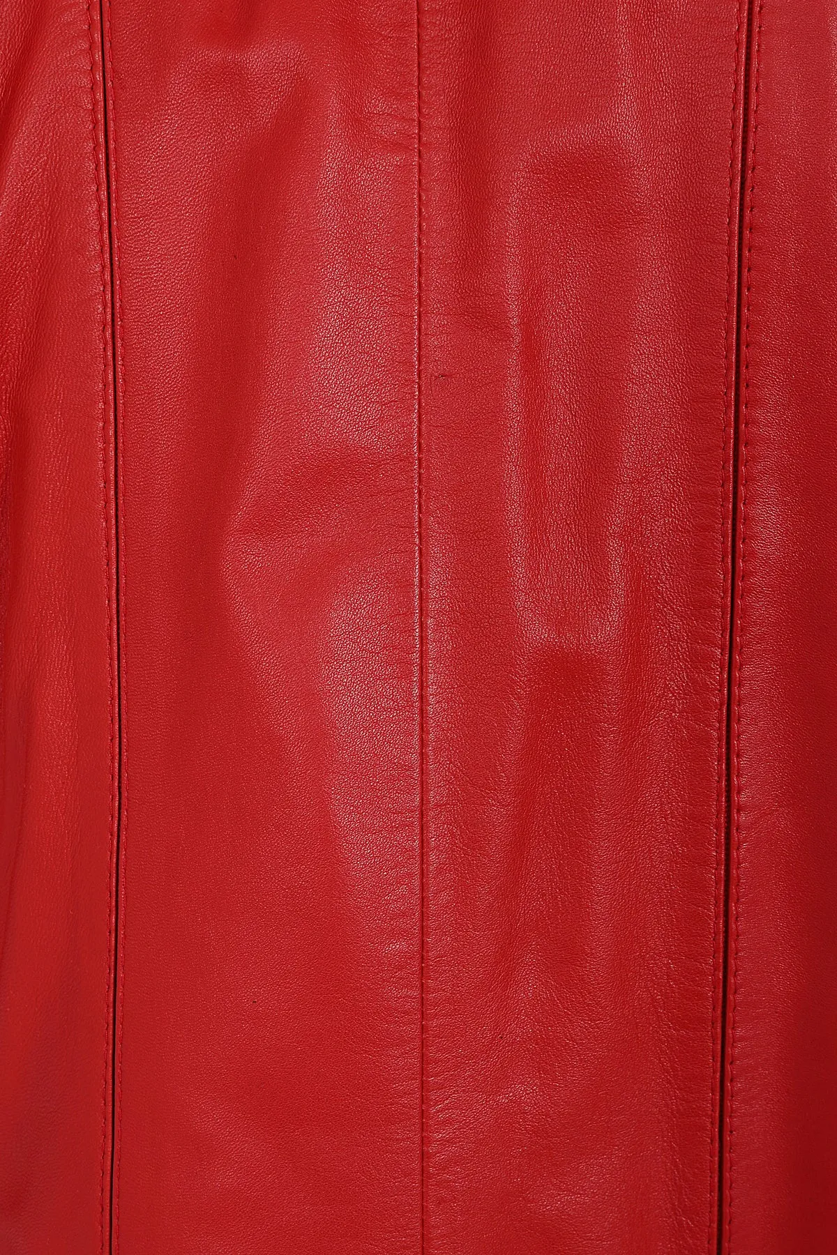 Women's Quality Red Leather Hip Length Coat with Fur Trimmed Detachable Hood - 'CARLA'