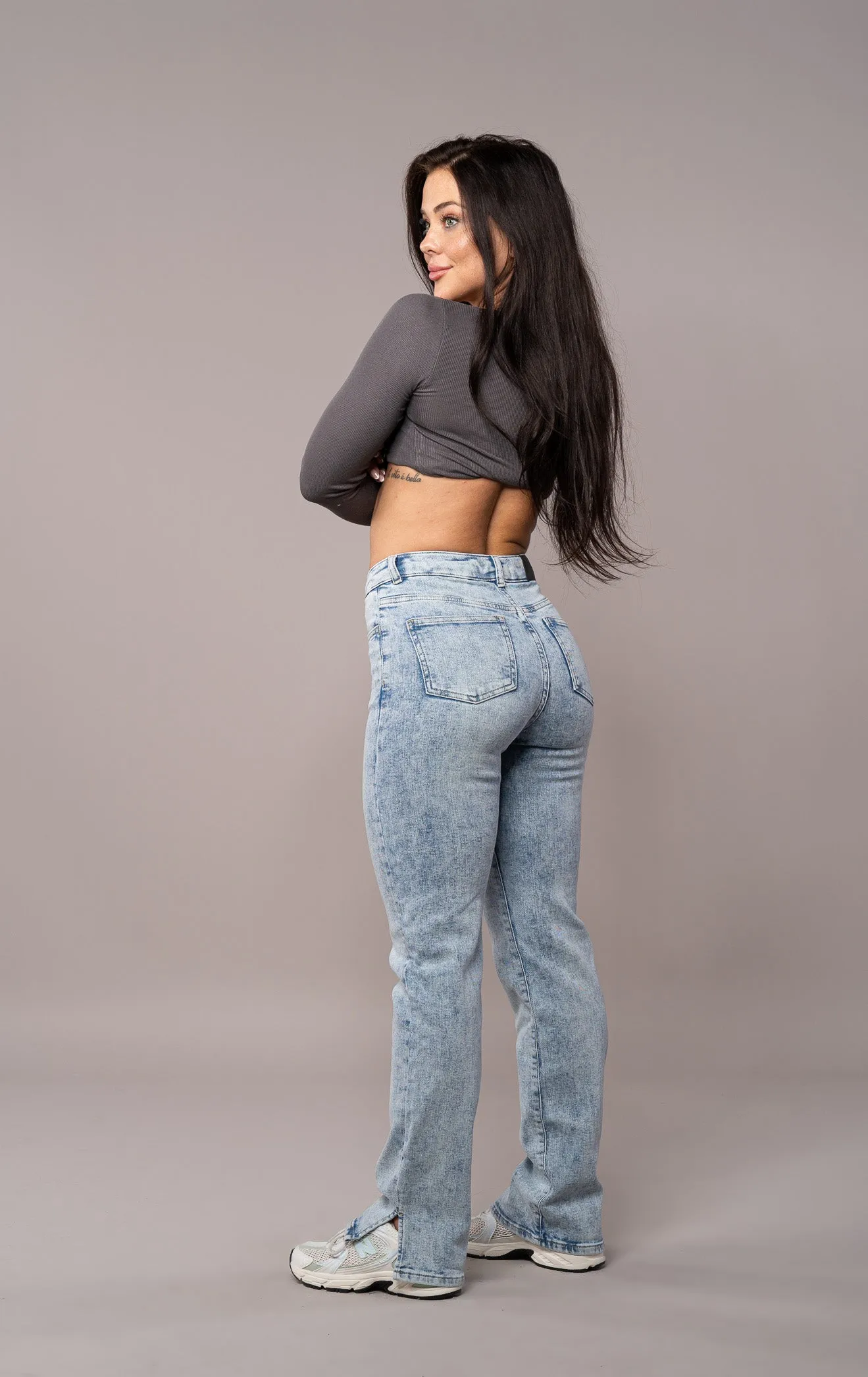 Womens Straight Leg Fitjeans - 80s Blue