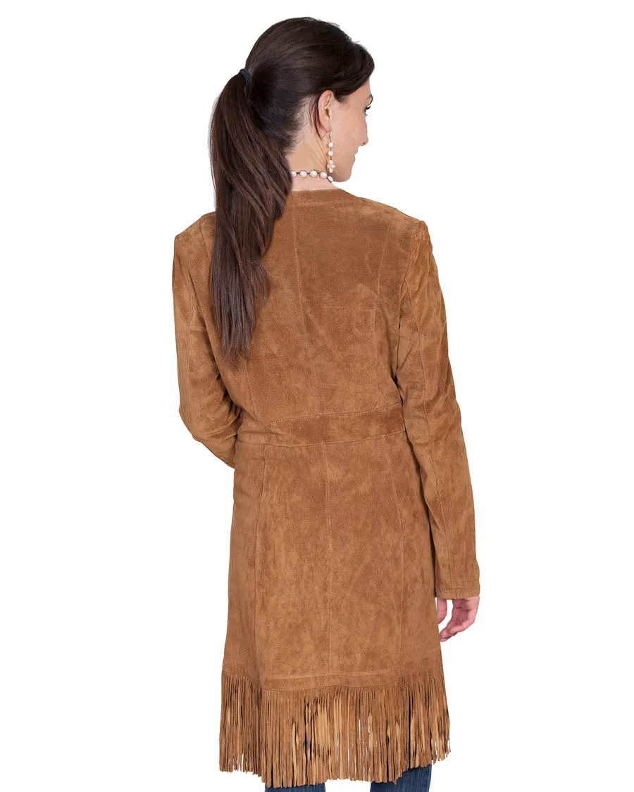 Women's Suede Fringe Maxi Coat